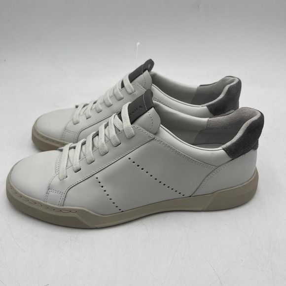 Vince Mercer Shoes Mens 7.5 White Gray Leather Low Top Casual Sneakers Classic - Picture 3 of 10